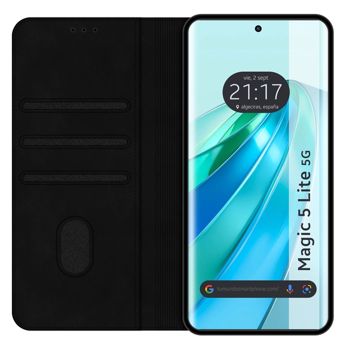 Custodia A Libro In Similpelle Moex Per Huawei Honor 5X / GR5 (2016) - Nero, Con Portafoglio E Supporto - 5