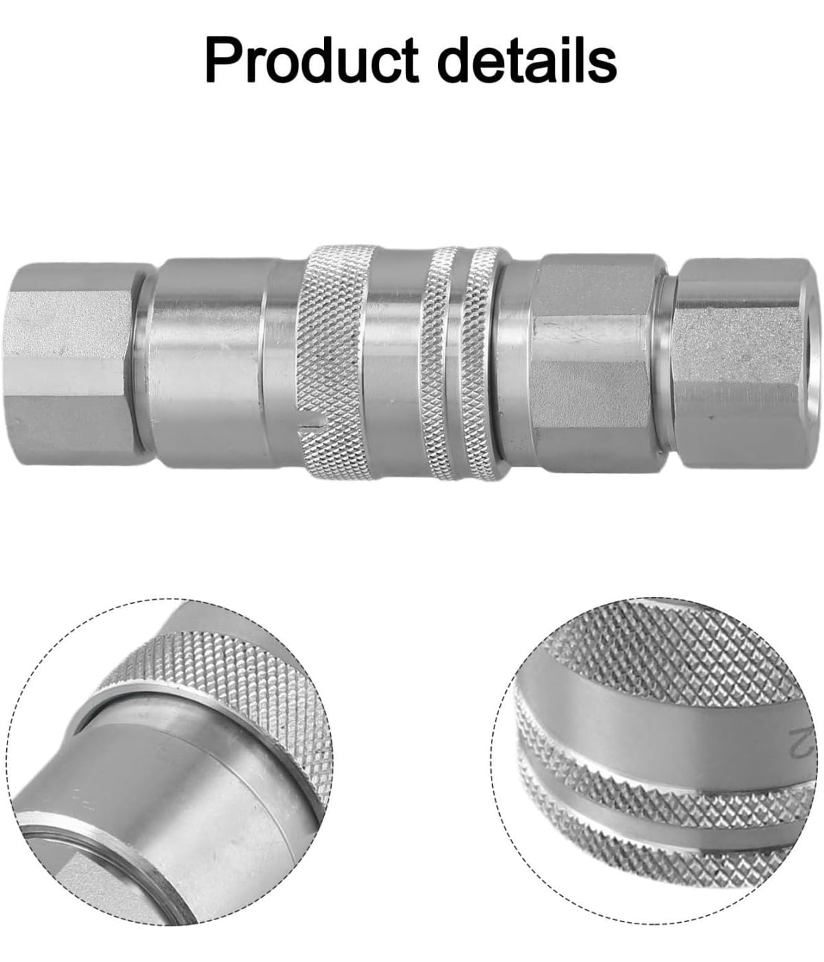 FF płaskie szybkozłącze hydrauliczne, adapter hydrauliczny, kompatybilny z armaturą NPT 1/4 3/8 1/2 3/4, srebrne, 2 sztuki (G3/4)