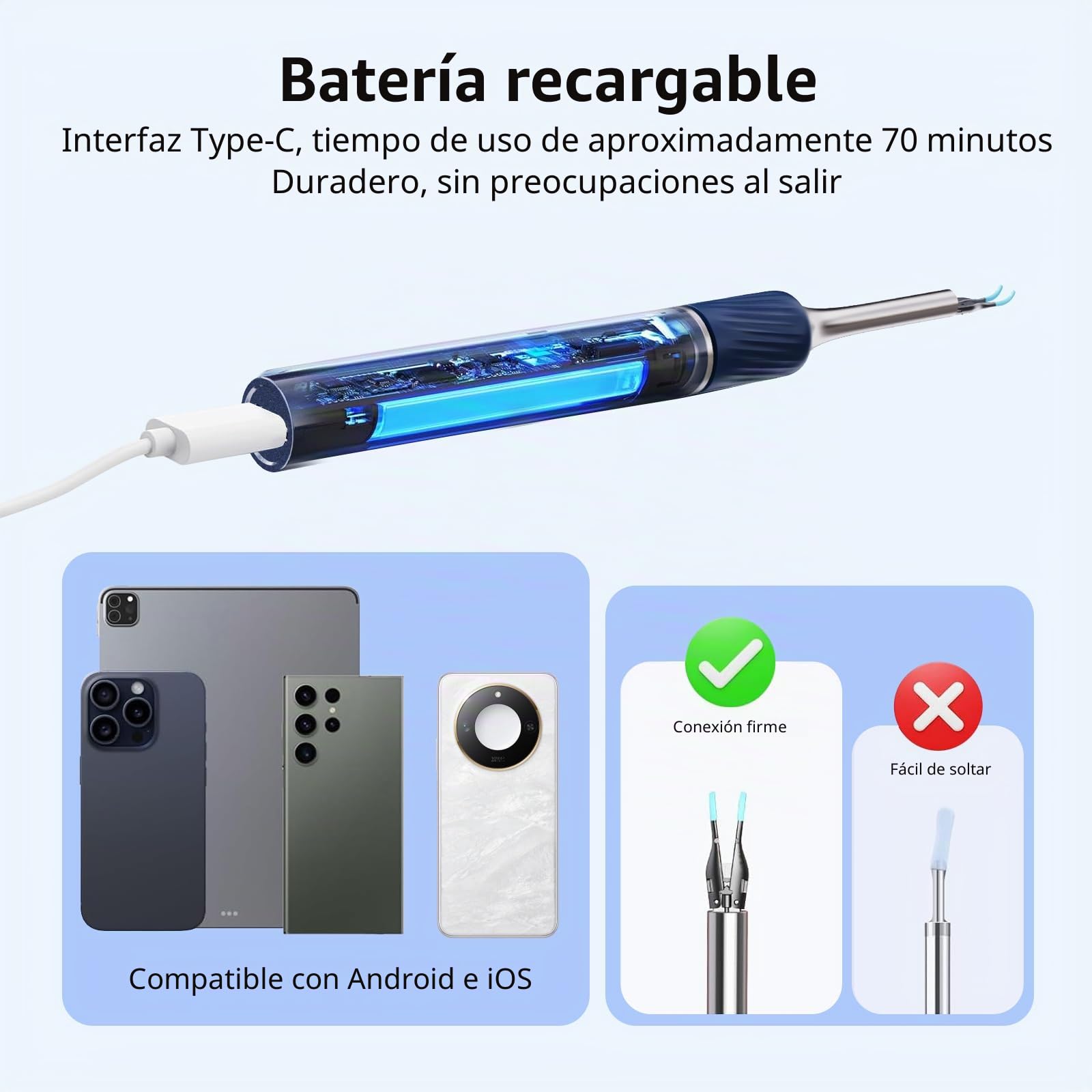 Otoscopio 1080P HD Limpia Oidos IP67 Cámara de Oído Impermeable Limpieza de Oídos con pinzas 4 LED Limpiador de Oidos Cera con Camara Adecuado Para y iOS y Android Ear Wax Remover Camera