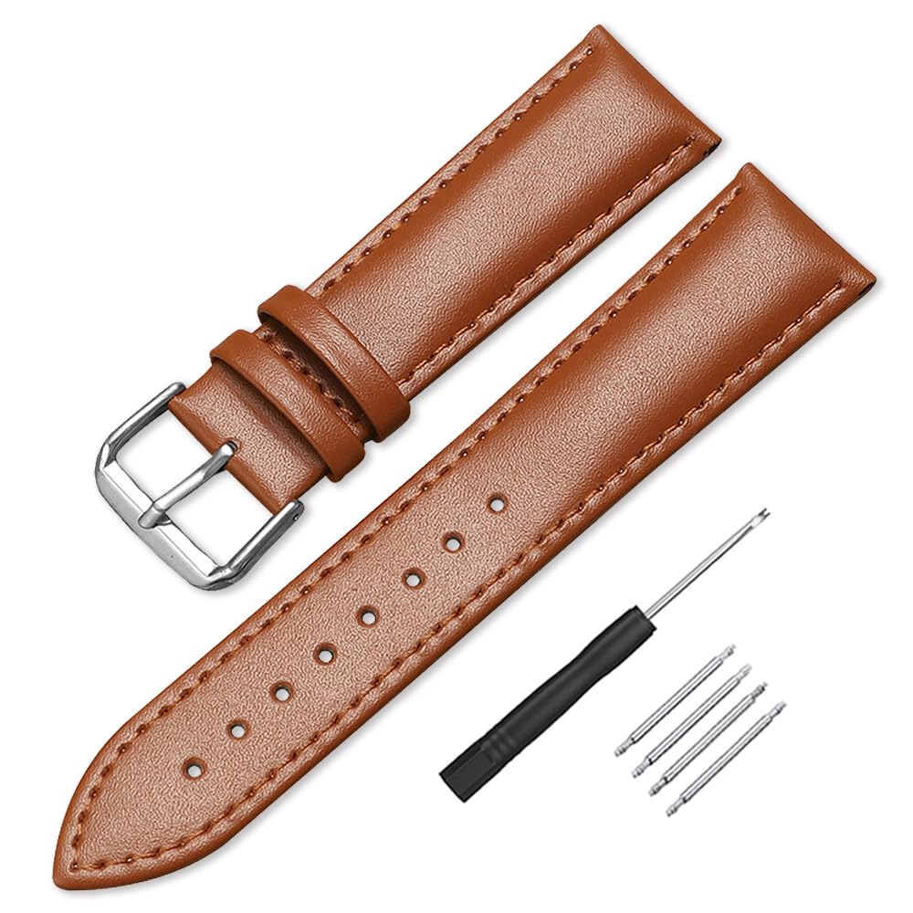 SZYXMY Leather Watch Bands Genuine Calf Leather Replacement Watch Straps with Stainless Steel Buckle 12mm 14mm 16mm 18mm 20mm 22mm 24mm for Men and Women
