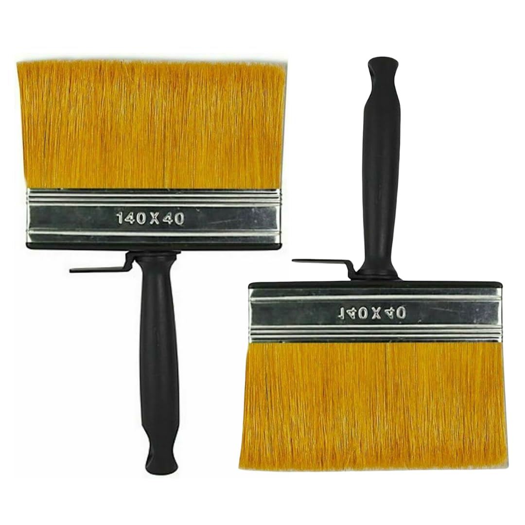 D.a.y. Republic Mixed 2 Large Paint Brushes - 12Cm Paint Brush For Interior And Exterior Use, Ideal For Staining, Sealing And Painting Sheds, Fences, Floors, Decks And Concrete, Soft Synthetic Filament Bristles