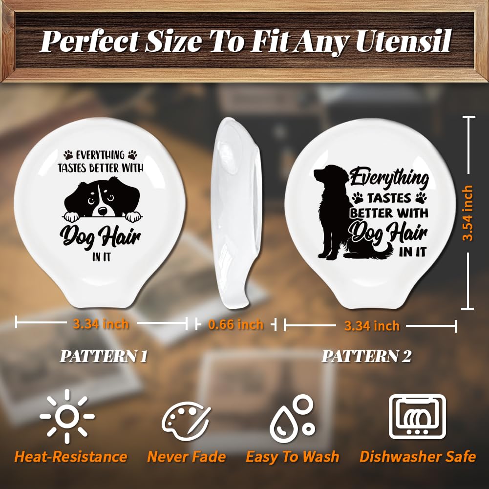ANATTASOUL 2 soportes para cucharas de café con patrón de perro de 3.35 x 3.54 pulgadas, soporte para utensilios resistente al calor para decoración de cafeterías, mujeres y hombres