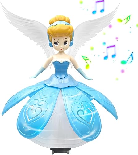 ZHAN DULCE Juguete de princesa bailarina para niñas, princesa de hielo, robot interactivo giratorio con música y luces coloridas, juguetes de