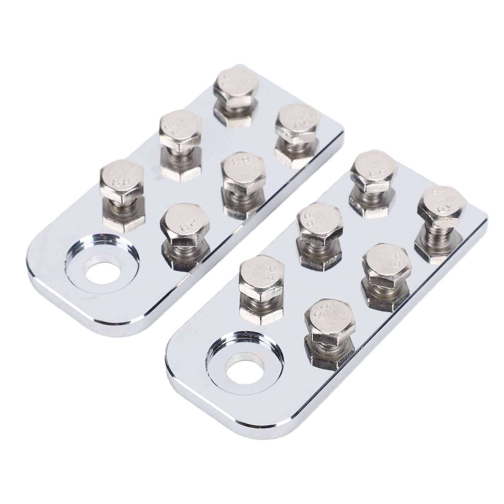 Lot de 2 Bornes de Batterie Plates à 6 Points, Borniers en Alliage d'aluminium pour Plusieurs Connexions de Câbles, Connecteurs de Batterie avec Goujons Filetés, Idéal pour l'automobile,