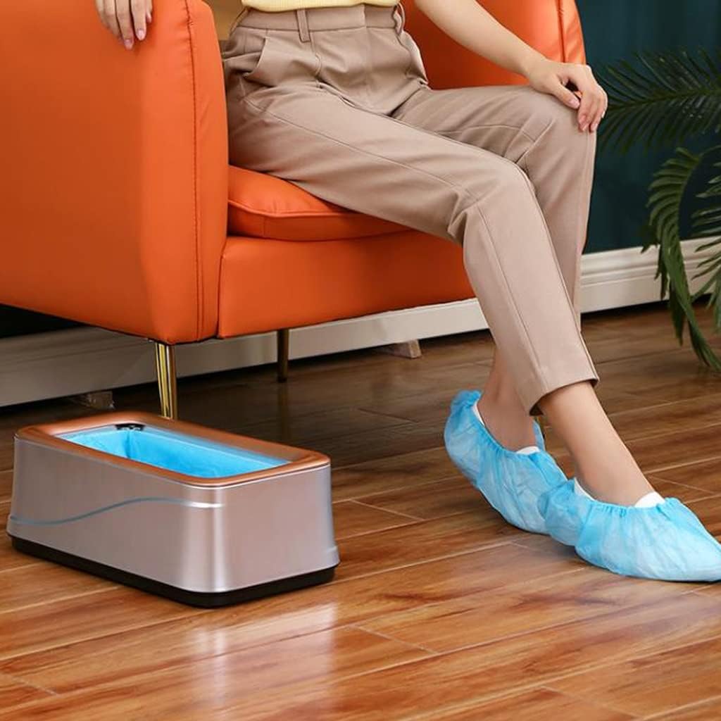 【毎日厳選 】 靴カバーマシン自動家庭用使い捨てフットスタンプ靴フィルムマシンインテリジェントフットカバーマシン自動屋内(Gold,A) ラウンド中 楽ちん