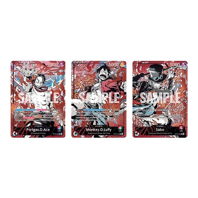 One Piece Card Game 3rd Anniversary Set Luffy Ace Sabo ENG + 100 Sleeves By Set Premium Bandai TCG 3° Anniversario