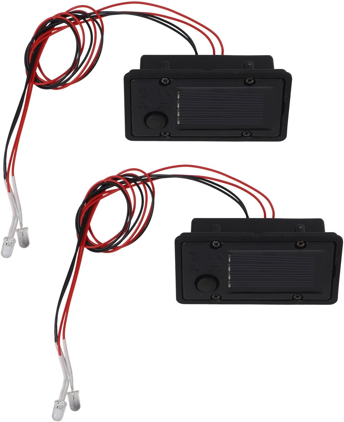 2 Pack Solar Light Replacement Tops with LED Bulbs, Black Lantern Lids Garden Pathway, 40x70mm Auto Off Outdoor Decor