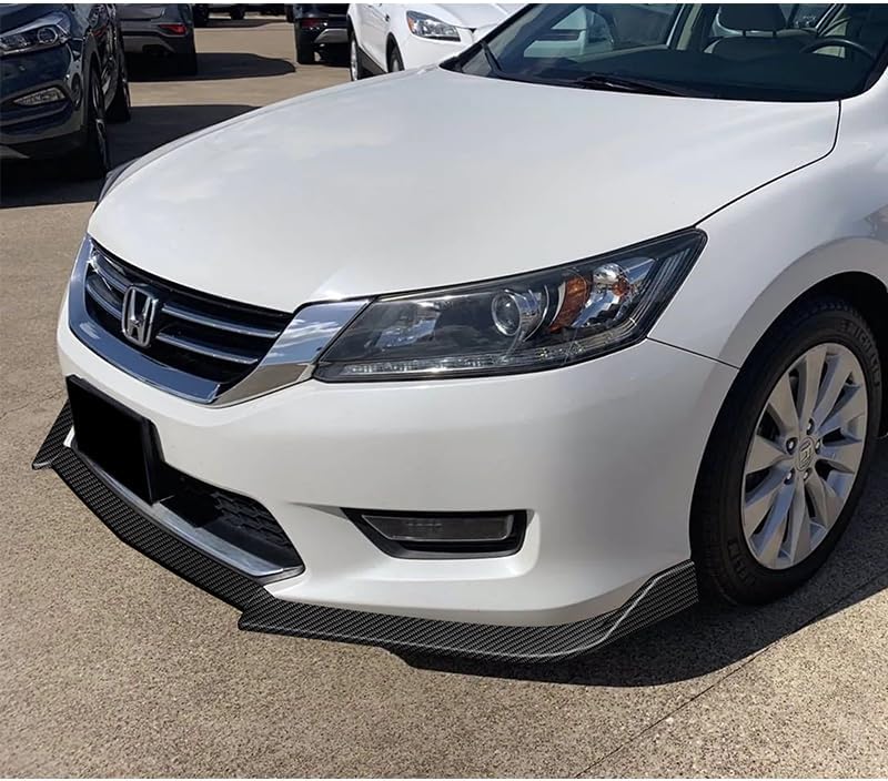 9pcs Combo Front Bumper Body Kit Lip + Side Skirt Extensions Diffuser Compatible with 2013-2015 Honda Accord Sedan 2014 (Painted Carbon)