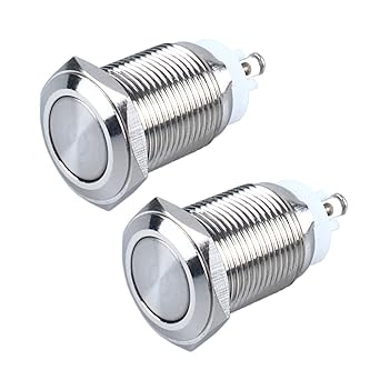 DMWD 2-Pack 16mm Latching Metal Waterproof Push Button Switch 5/8