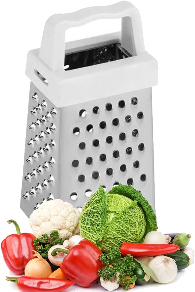 Vegetable Slicer Cheese Grater, 4 Sided Stainless Steel Box for Kitchen, Multifunctional Potato Slicer Tool for Fruit Vegetable Cheese, Ergonomic Handheld for Home Cooking image 3