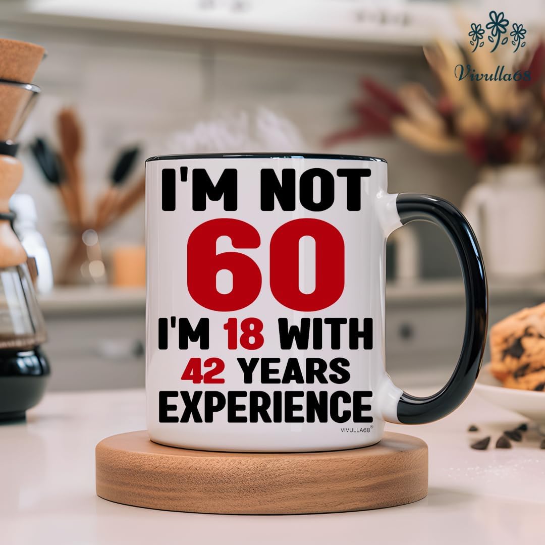 Vivulla68 60th Birthday Mug 11oz, 60th Birthday Gifts for Men - Funny Gift for Women, Men - Vintage 1966 Coffee Cup - Unique Present for Man, Woman, Mom, Dad, Grandma, Grandpa - Turning 60 Idea - Image 4