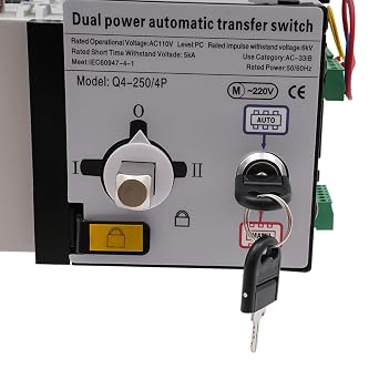 110V Dual Power Automatic Transfer Switch Dual Power Generator Changeover Switch with Support Manual/Auto Adjustment Automatic Transfer Switch for Hospitals, High-Rise Buildings