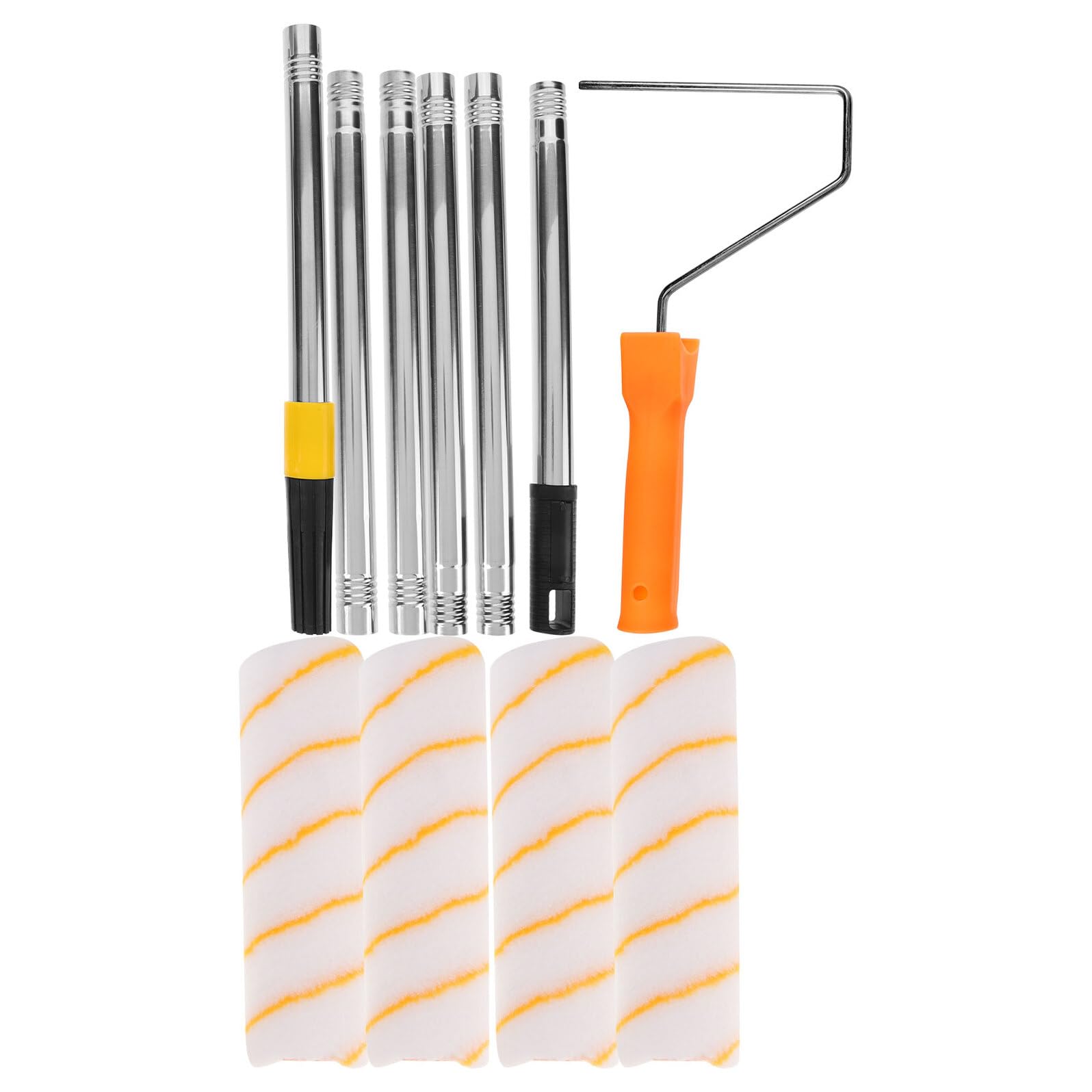 Rulli Verniciare con Asta Telescopica in Acciaio Inossidabile Rulli Imbiancare Pennello Rullo per Pittura Muro Ergonomico Antifibra Finitura Liscia e Resistente
