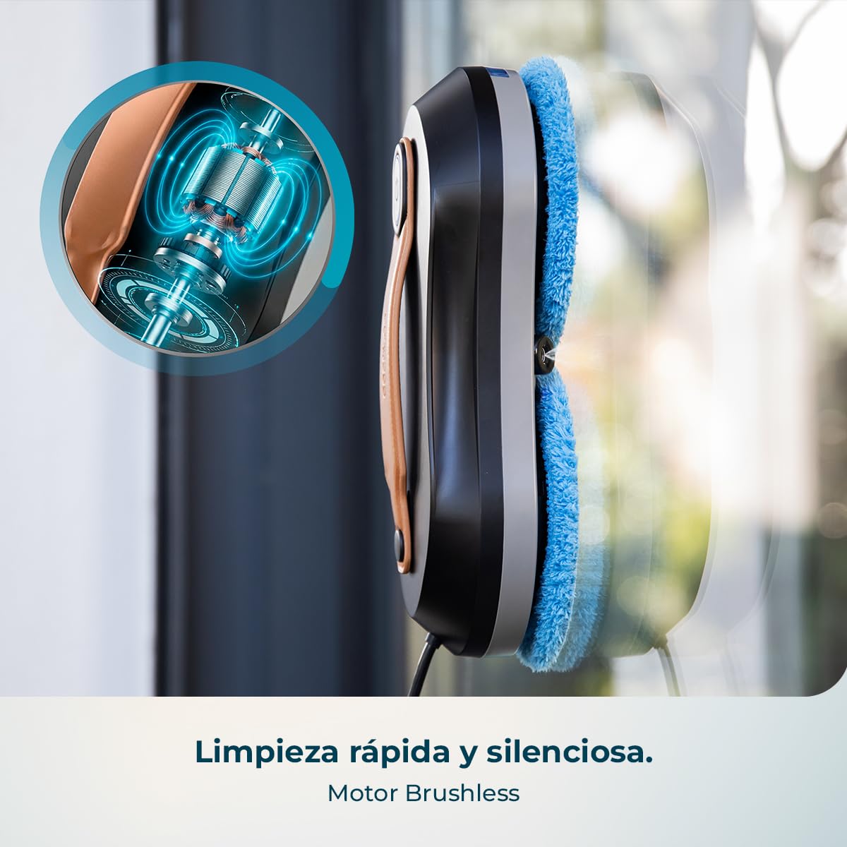 Cecotec Robot Limpiacristales con App Conga Windroid W10 DoubleSpray | Pulveriza, Limpia y Seca, 12 Mopas y Doble Spray, 4 Modos, Mando, Tanque de Agua 50ml, Motor Digital, Radio de Acción 7,5m
