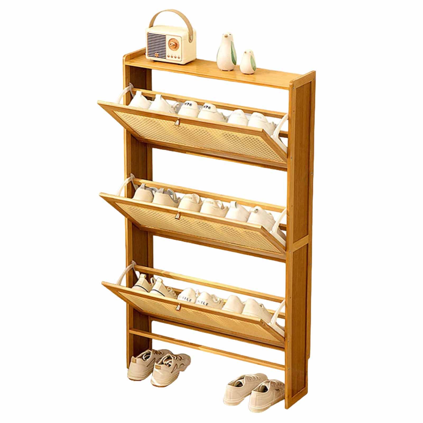 Armoire à chaussures en rotin et bambou pour un intérieur zen et ordonné
