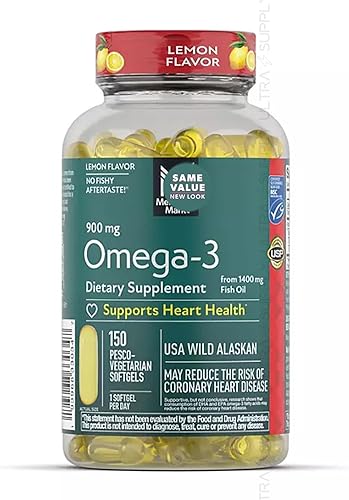 Members Mark Omega 3 - Aceite de pescado (150 unidades) 900 mg - Wild Alaskan, certificado sostenible por MSC, apoya la salud del corazón y el