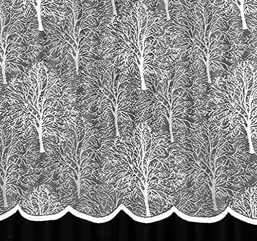 Ians Emporium OAKDALE WHITE LUXURY BOLD TREE DESIGN NET CURTAIN SCALLOPED HEM - SOLD BY THE METER - 36" (91cm) DROP - Curtains at home