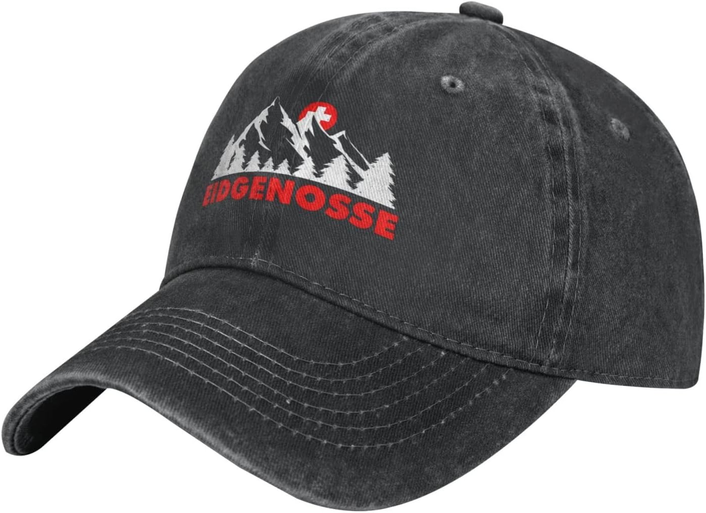 WanwENWashed Denim Switzerland Flag Swiss (13) Baseball Cap Men Black Vintage Cotton Hat Unisex Hats