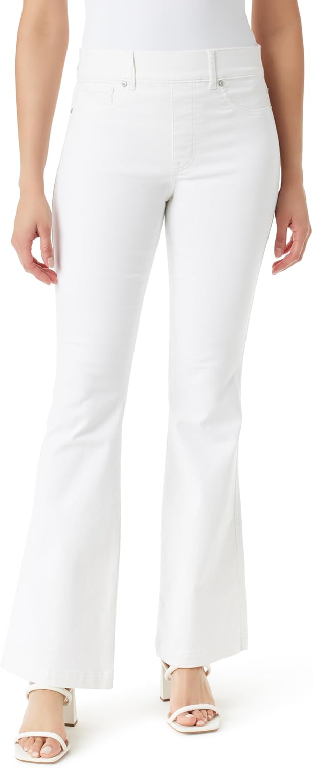 Gloria Vanderbilt Women's Shape Effect Pull On High Rise Flare Jean Standard, Vintage White