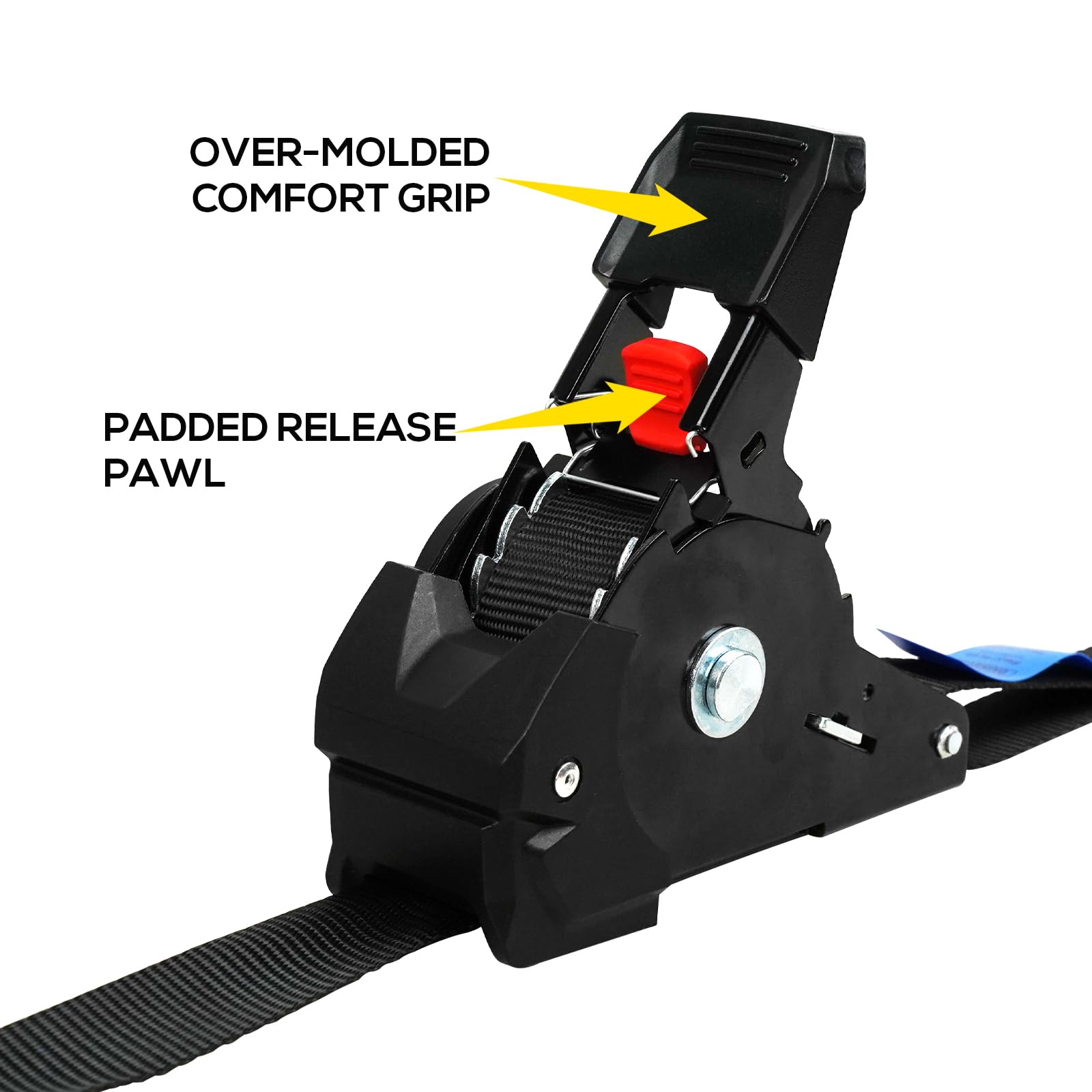 ANLULOAD - Correa de trinquete retráctil (1 pulgada x 10 pies), correa de amarre de trinquete para motocicletas, barcos, ATV, Utvs. Peso neto: 700 libras/B.S: 2.2 libras (4 paquetes) (negro)