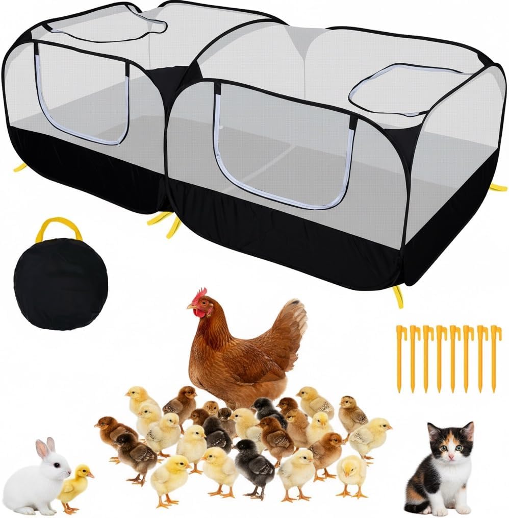 Small Animals Playpen with Detachable Bottom, Breathable Mesh Walls, Portable Indoor/Outdoor Pet Cage Tent for Rabbits, Puppies, Kittens, Chicks (Blue)