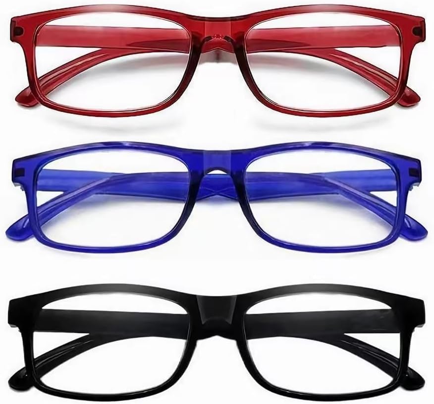Paquete de 3 lentes de lectura con bloqueo de luz azul, lentes de lectura para mujeres y hombres, filtro antirayos ultravioletareflejo, anteojos