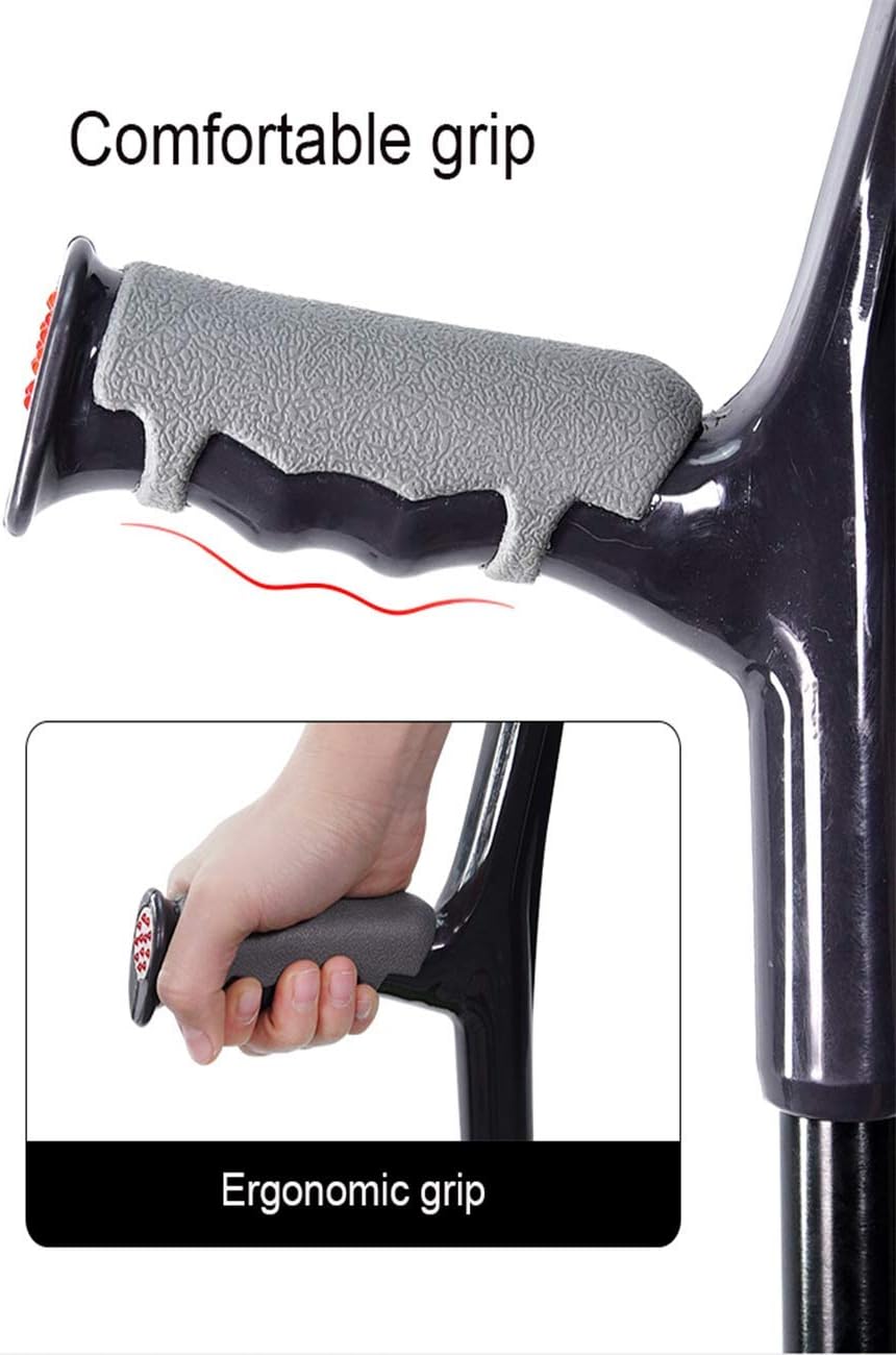 Forearm Crutches, Adjustable Folding 1 Pair Hands-Free Crutch Cane with Ergonomic Handles Arm Cuff Mobility Support for Injury Disability Elderly Walking Stick Innovate