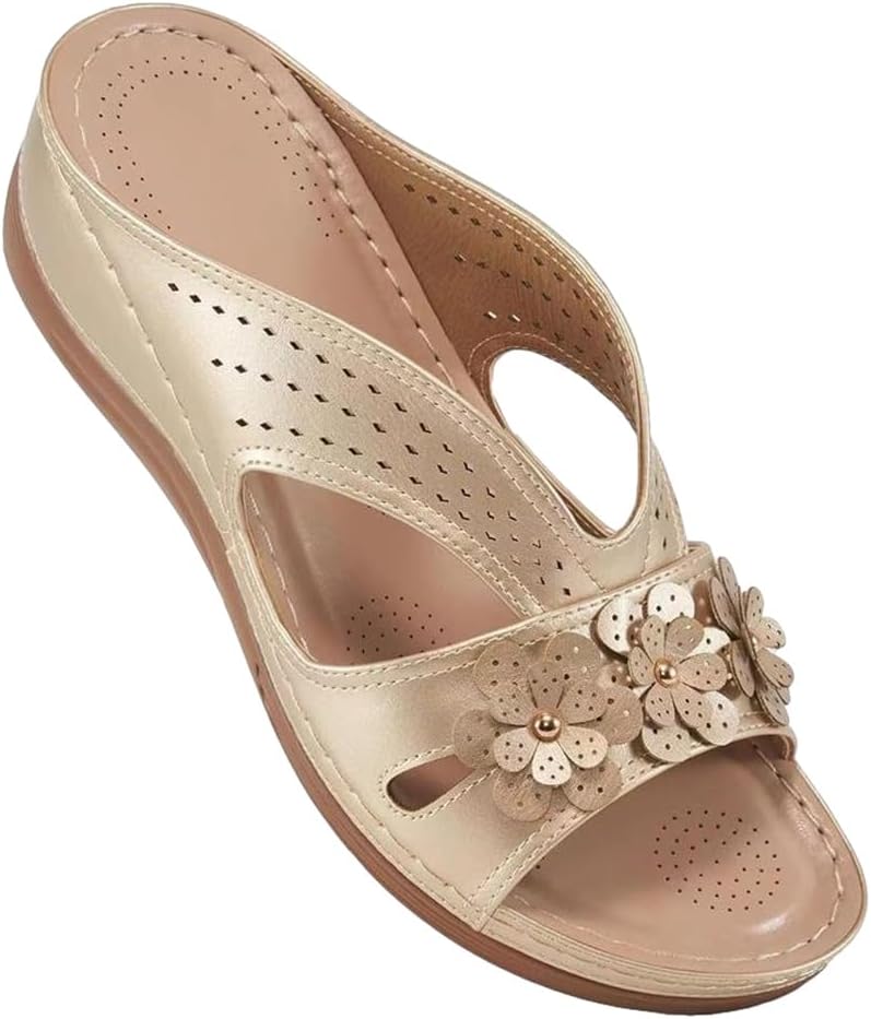 Flat Sandals for Women Dressy Shoes Non Slip Slides Slippers Orthopedic Arch Support Sandals Plantar Fasciitis Comfortable Walking Shoes