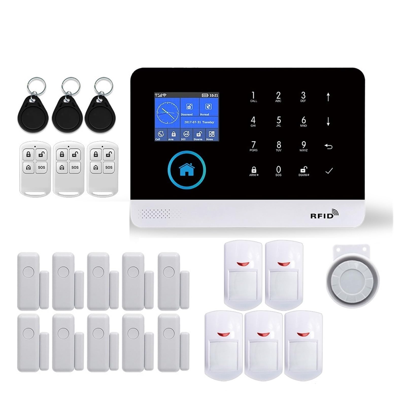 TUYA Wireless WIFI GSM Home Security Alarm System With Solar Strobe Siren PIR Motion Sensor Compatible Remote Monitoring(J)