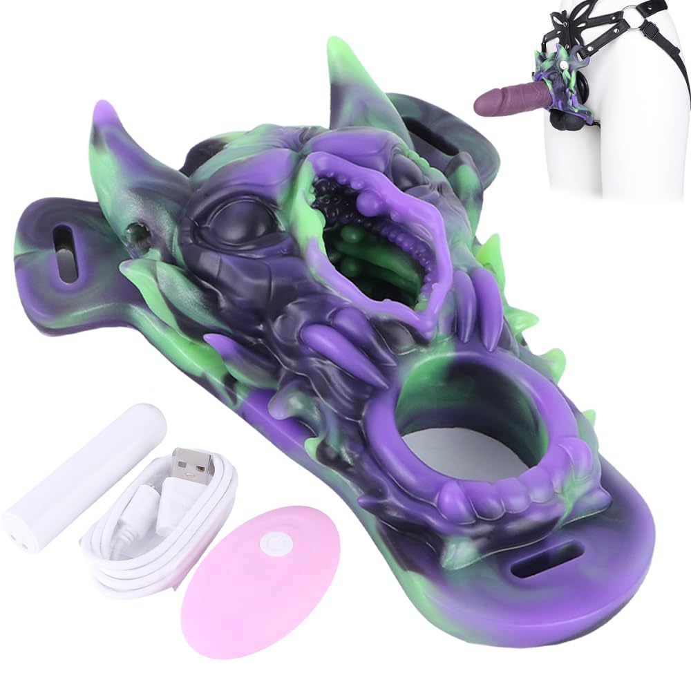 Seckoe Fantasy Dildo Masturbator Silikon Alien Penishülle mit 10 Vibrationsmodi G-Punkt Stimulator Realistischer Monster Schleifer Klitorisstimulation Penismanschetten Sex spielzeug für Männer Frauen