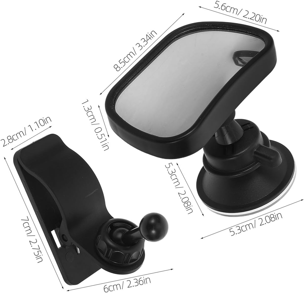 SHOWERORO 2pcs Adjustable Car Mirror for Rear-facing Seats, Safety Rearview Mirror with Suction Cup, Wide Angle Shatterproof Rear View for Newborn Travel
