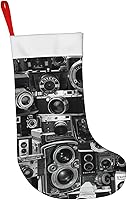 Vista 2 de Retro Cool Camera Collection Print Christmas Stocking, 18 Inch Hanging Stockings For Fireplace, Family Holiday Xmas Party Decor