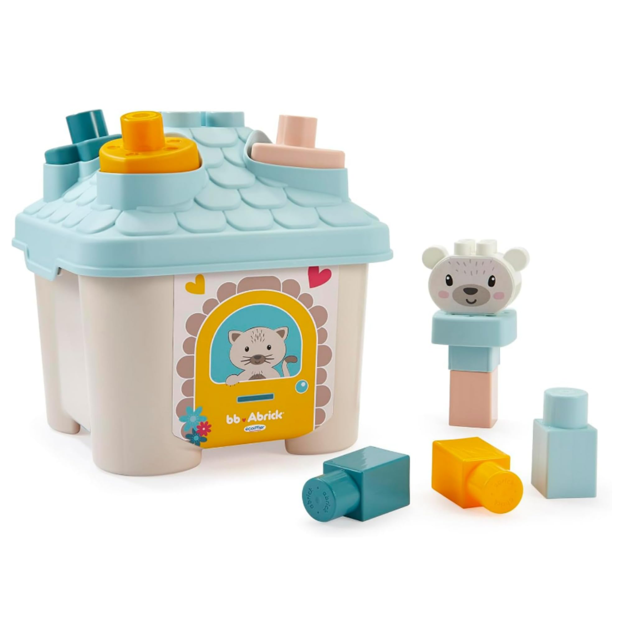Ecoiffier BB Abrick House Shape Sorter11-Piece Shape Matching Toy for Toddlers Aged 12+ Months Educational Montessori Toy for Hand-Eye Coordination