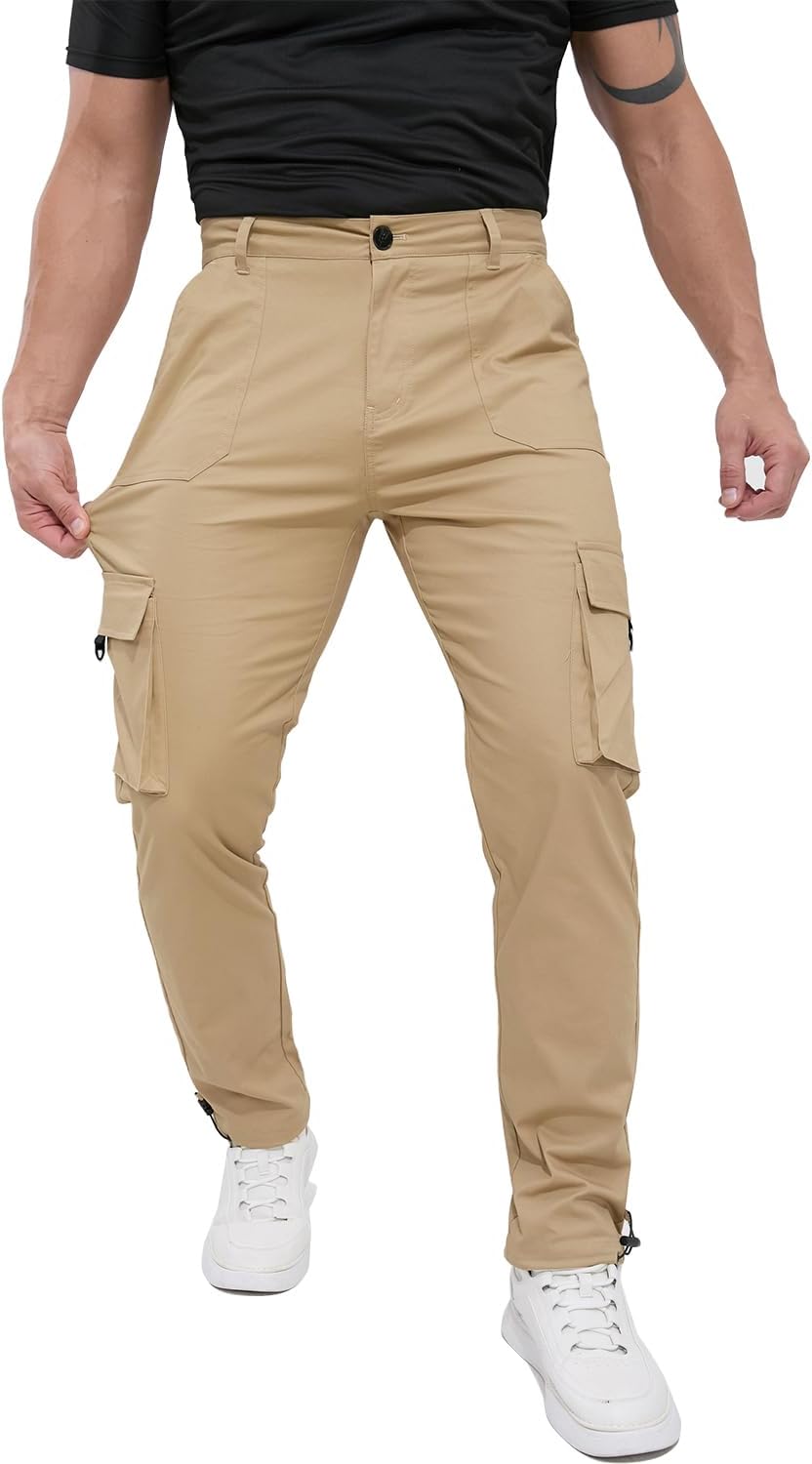ALLELMS Mens Cargo Pants Classic Fit Stretch Lightweight Casual Pants for Men - Image 3