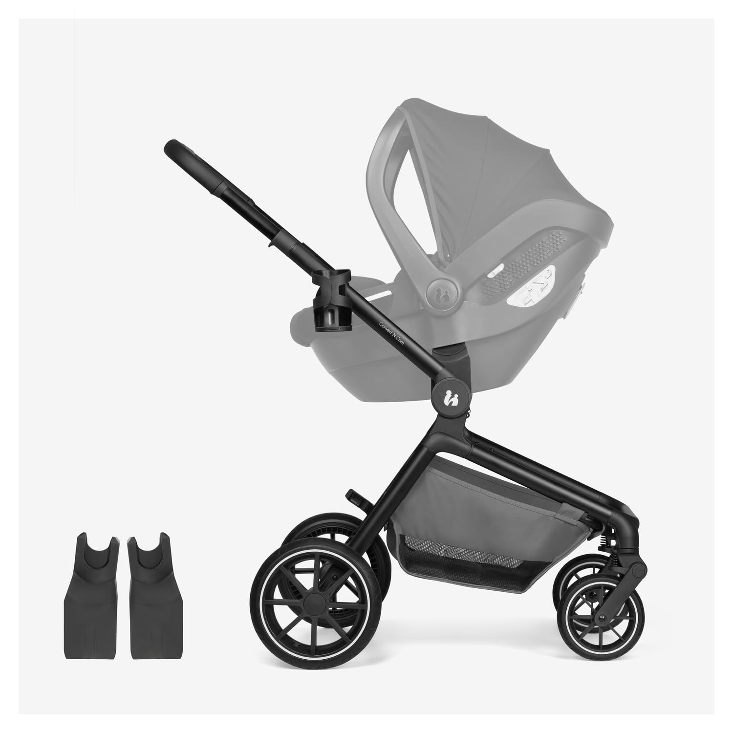 hauck Convert N Care Carrito Bebe 2 en 1 desde el Nacimiento hasta 22 kg - Capazo Convertible en Asiento Reversible - Protección UV 50+ - Ruedas de Goma - Con Adaptadores para Grupo 0+ - Gris