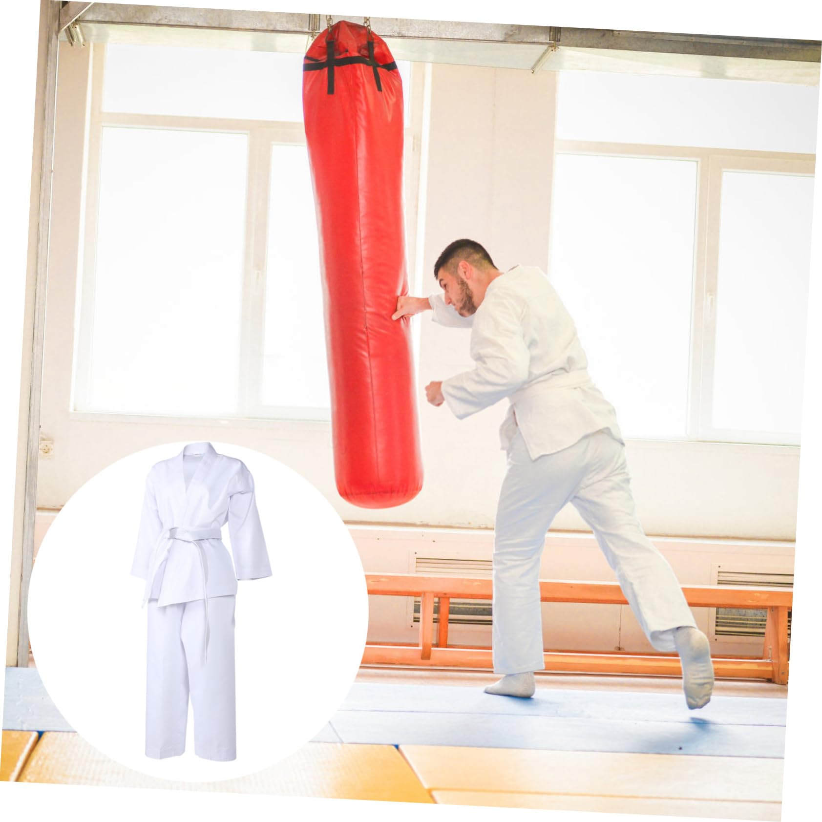 CALLARON Divisa Taekwondo Uomo in Poliestere Bianco, Cintura Elastica e Pantaloni Coulisse per Allenamento e Competizione