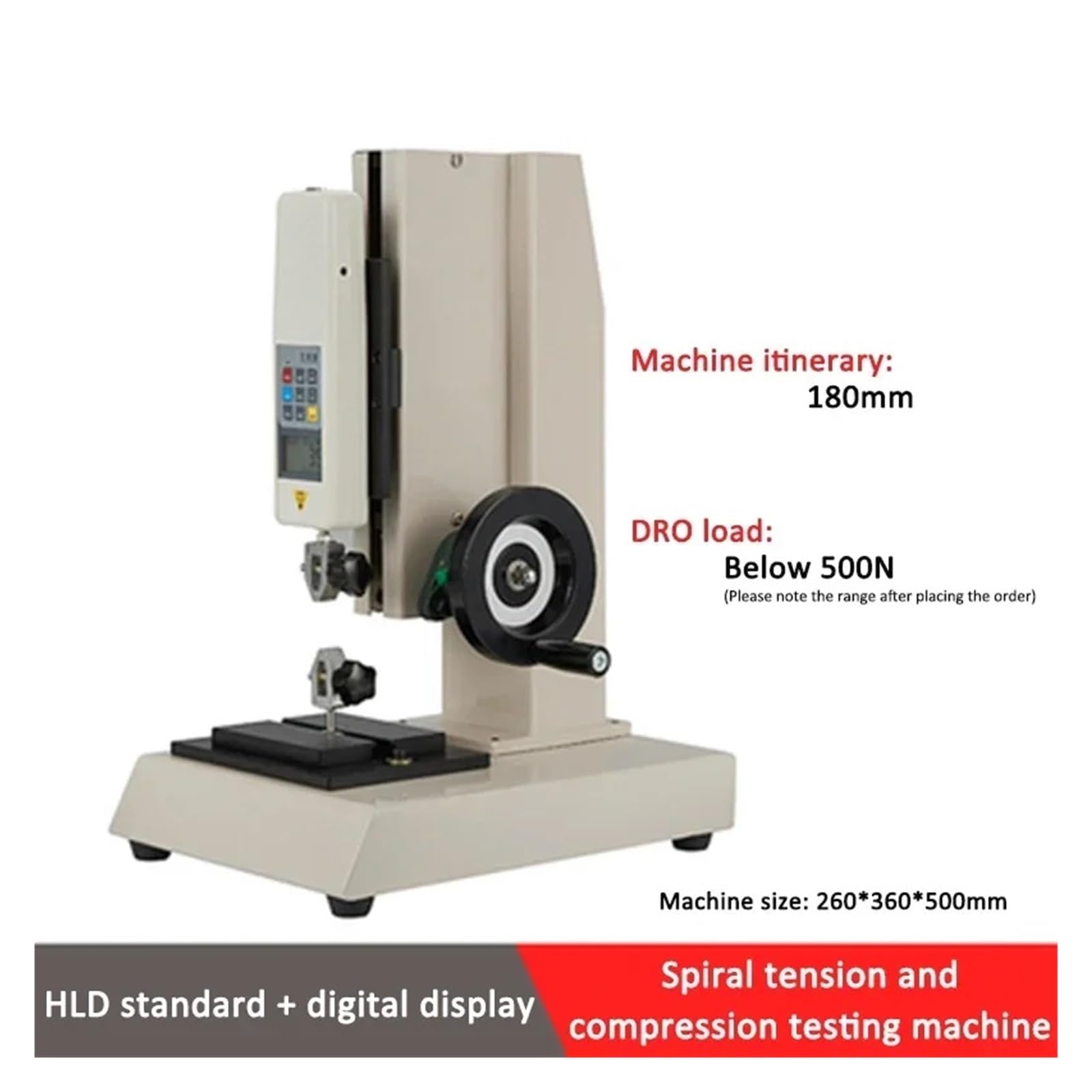 Medidor de Fuerza con Pantalla Digital HLD, máquina de Prueba de presión Universal, Banco de Pruebas, Dispositivo de medición de Fuerza con manivela y Bastidor de Tornillo (B)