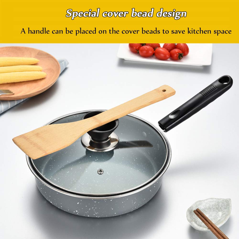 Pentola Cucina, Set pentole antiaderenti, pentole padelle in Pietra Maifan, Set padelle casseruole Adatti a Tutti i fornelli, Inclusa l'induzione, 3 Pezzi
