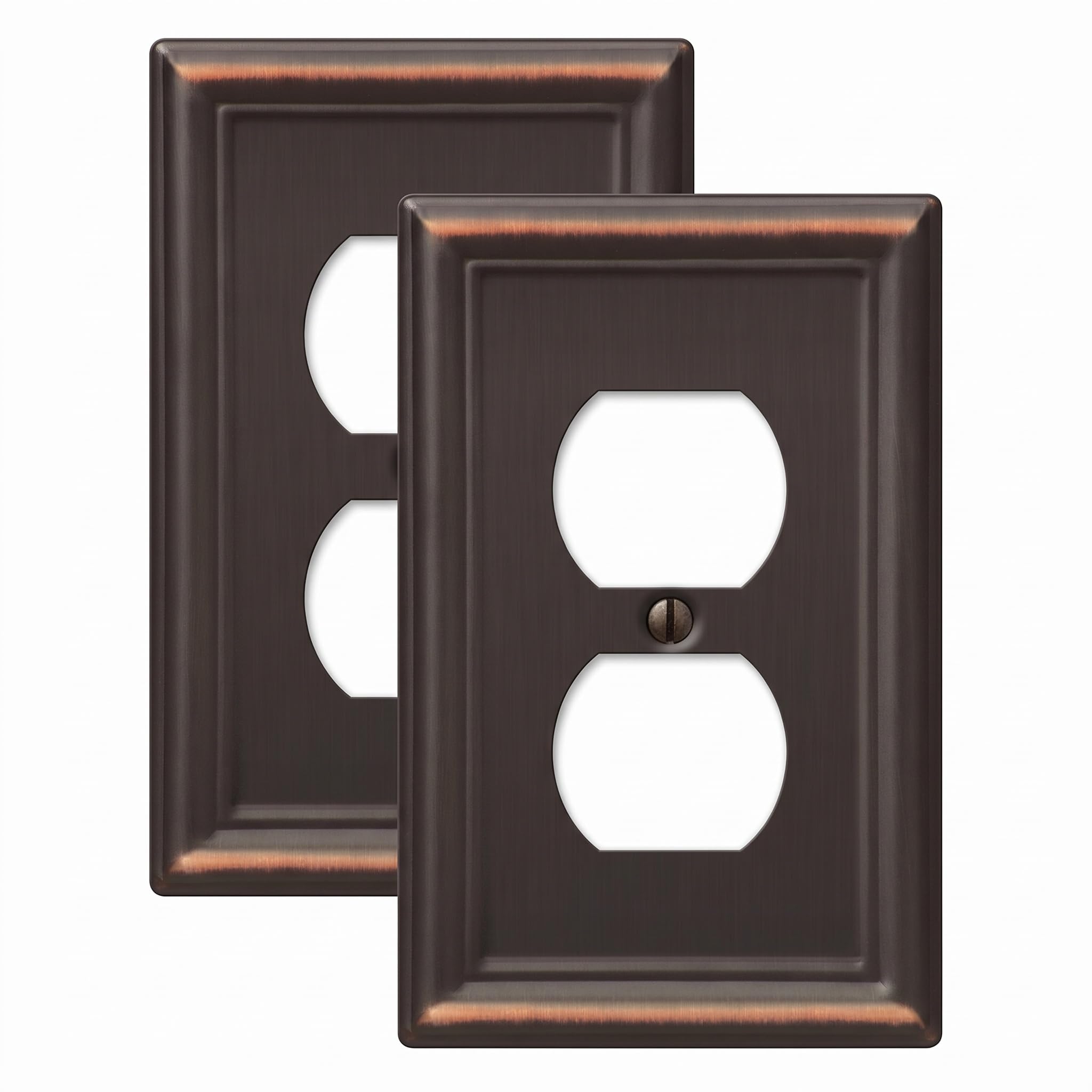 Amerelle 149DDB Chelsea Wallplate, 1 Duplex, Steel, Aged Bronze, 2-Pack
