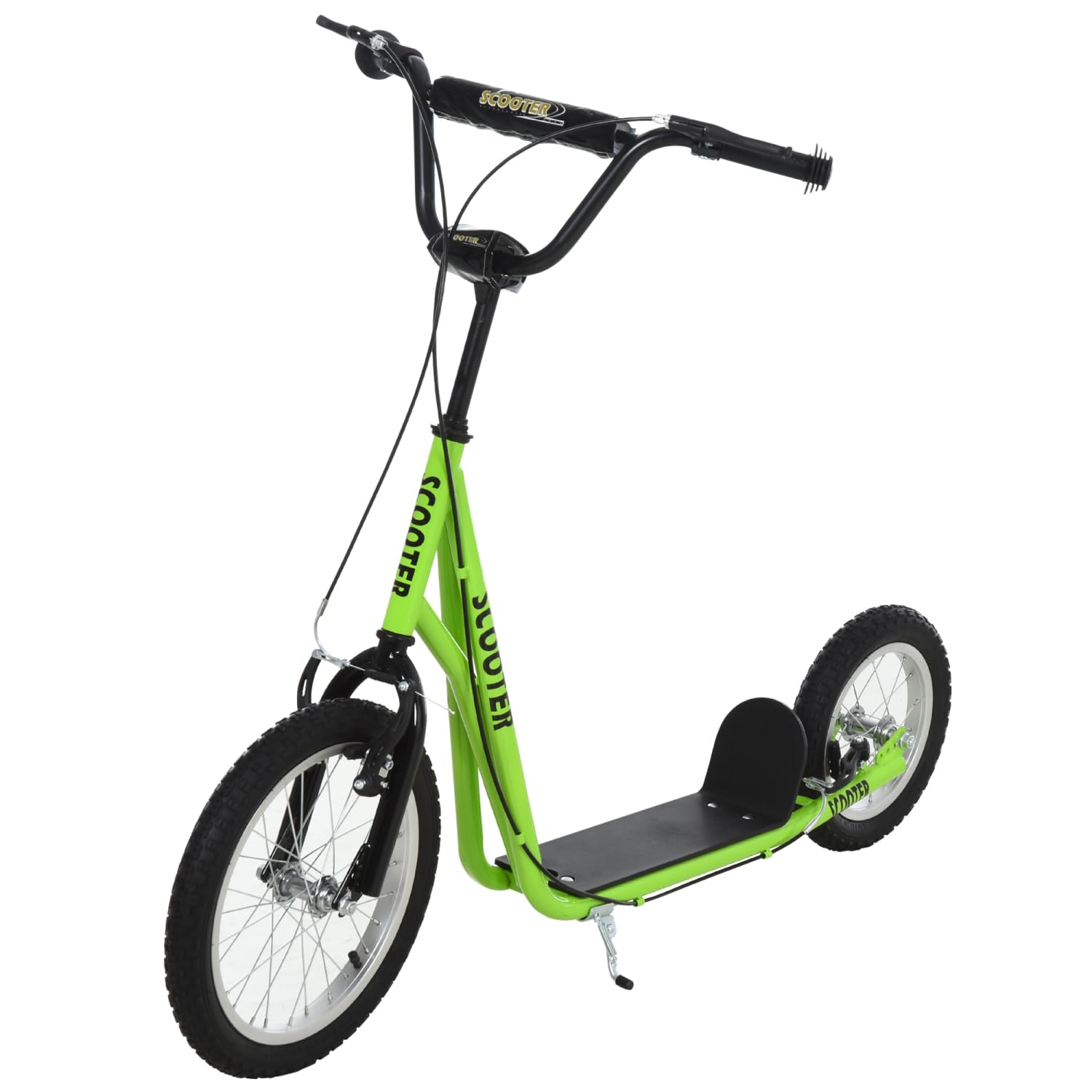 Youth Scooter, Teens Kick Scooter with Adjustable Handlebar, Brakes and Inflatable Wheels, Green