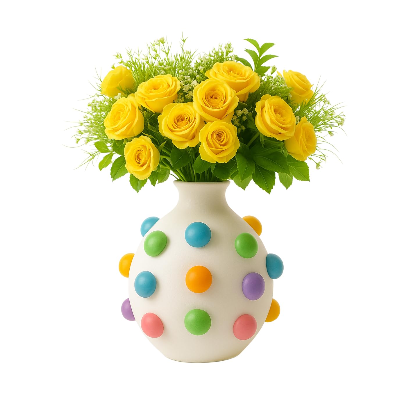 Amazon.com : GUTE Bubble Multicolor Vase Detailed White Ceramic