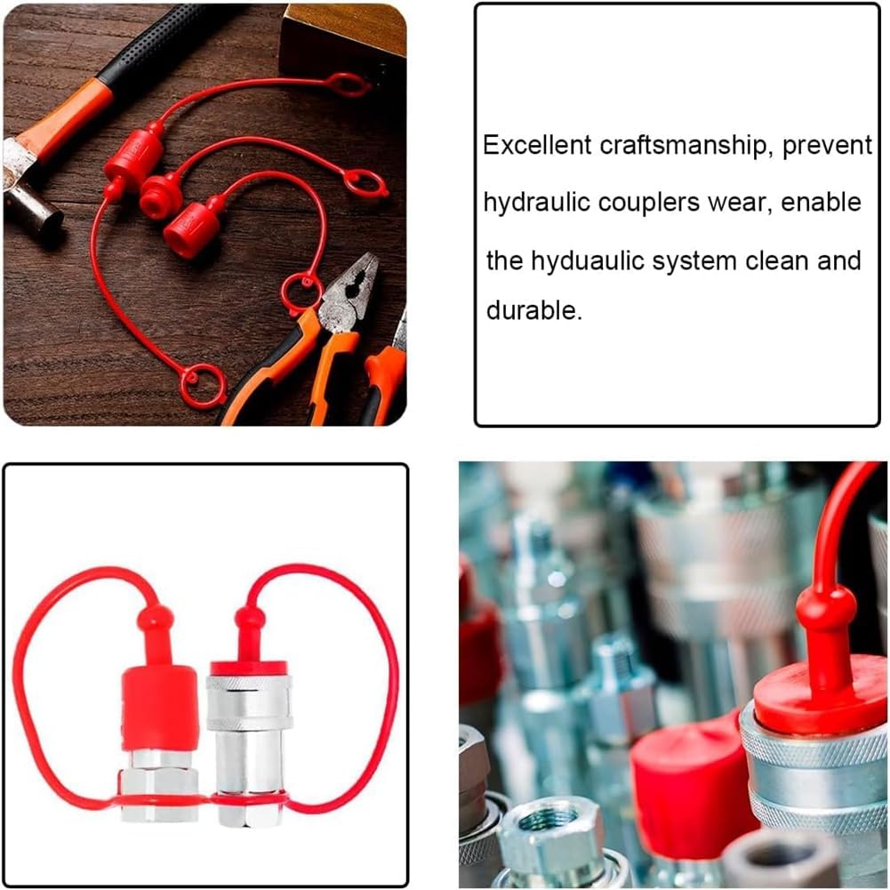 4 Paires De Bouchons Anti-poussière Pour Raccords Hydrauliques ISO-A 1/2 - PVC/caoutchouc, Jaune/rouge/bleu/noir