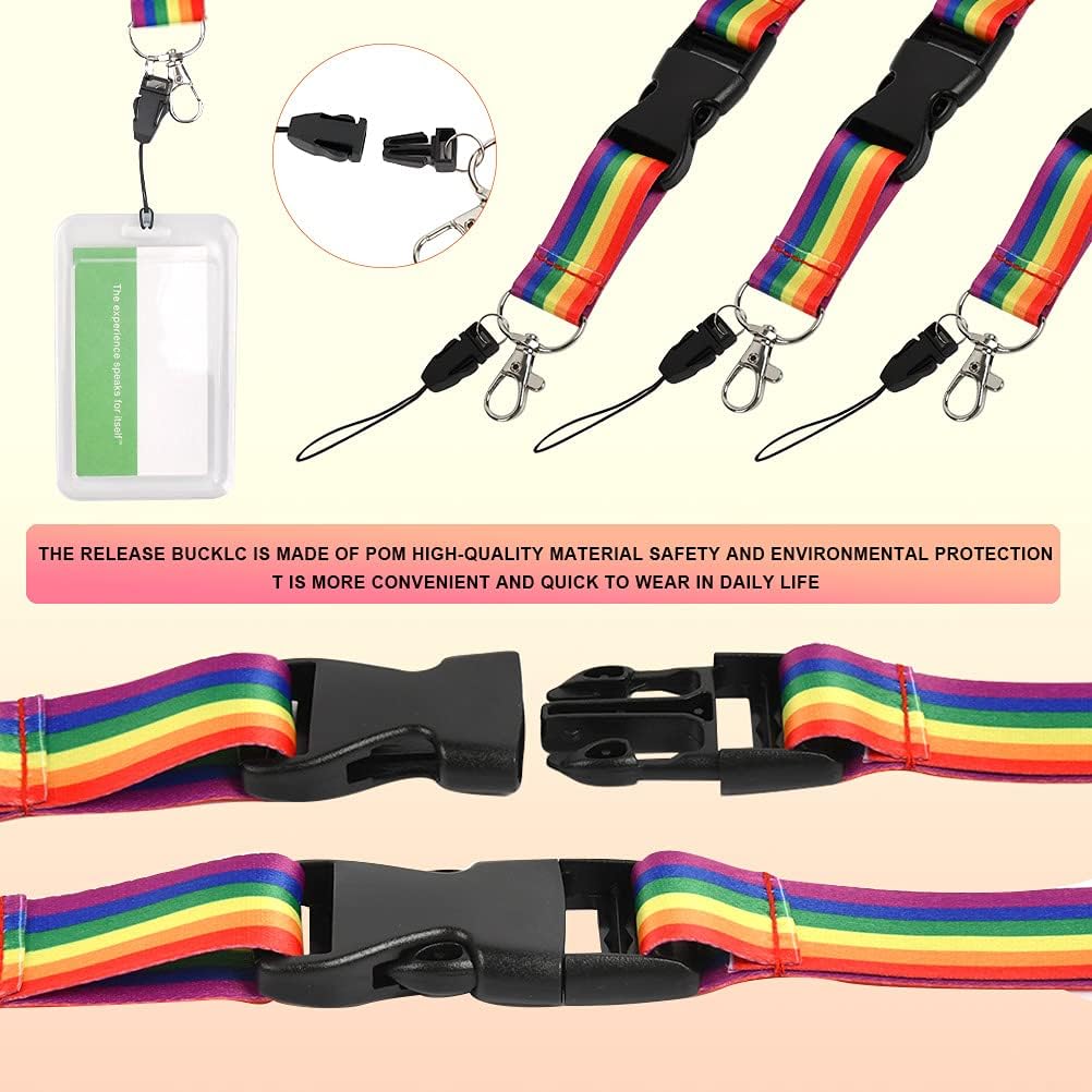 10Pcs Rainbow Lanyard Neck Strap, Office Polyester ID Card Neck Keys Strap - Image 5