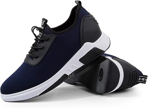 AIRFUL Men's Elevator Business Sneakers - Height Increasing Leather Sport Sneaker 3.14 Inches Invisible Height Increasing Non-Slip Casual Hiking Shoes Color Black, Size 5 UK