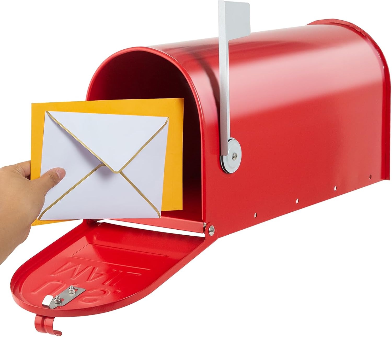 Metal Mailboxes for Outside Post Mount, Galvanized Steel Standard Mail Box, 20 x 8.9 x 6.7 inches, Medium Compacity, Red Mailbox