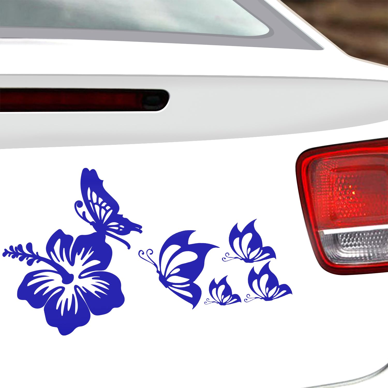 GORGECRAFT 6 foglio Set di Adesivi per Auto Farfalla Fiore Bianco Decalcomanie per Auto Vinile Riflettente Impermeabile Decalcomanie Autoadesive Portatile Finestra Paraurti Adesivo Moto Porte