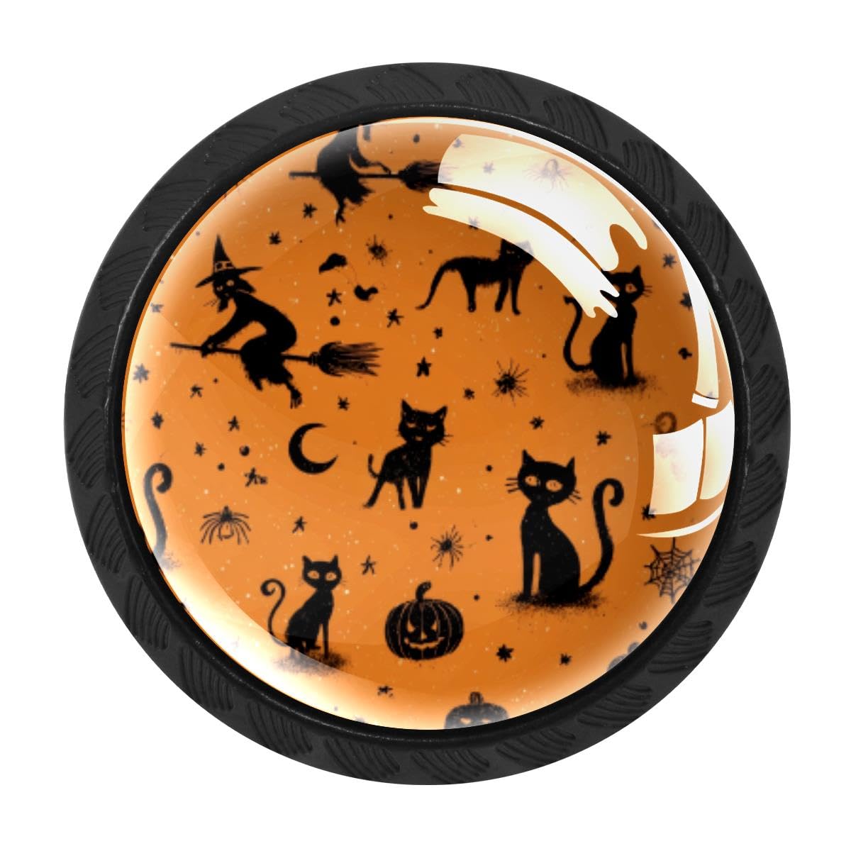 4 PCS Cabinet Knobs, Halloween Witch Cats Drawer Knobs Dresser Handles