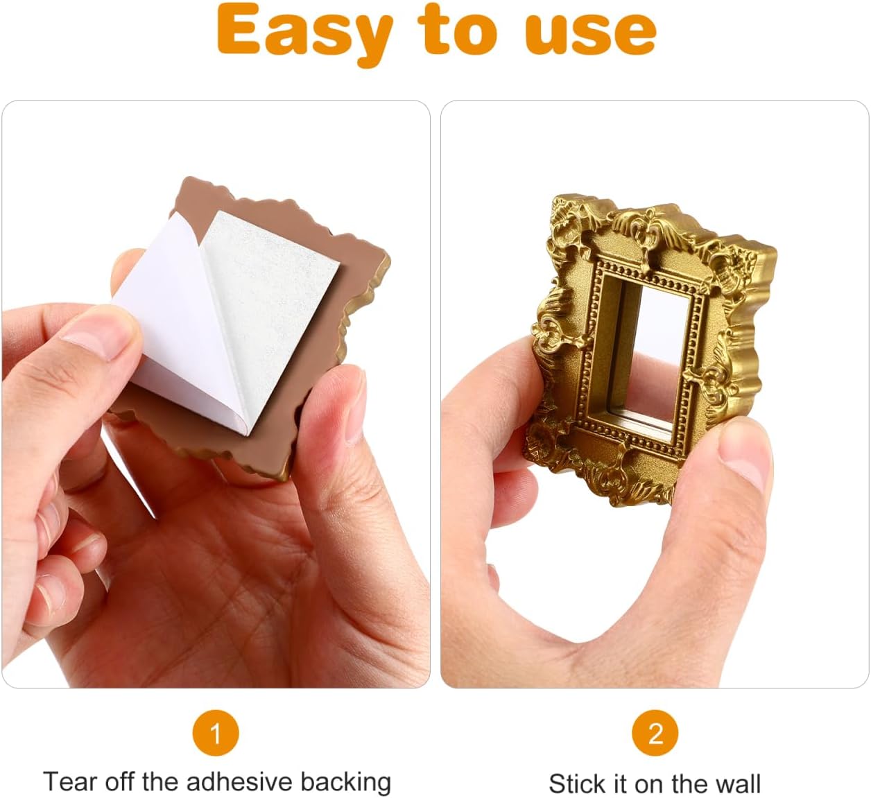 Totority Mini Classical Mirror Carving Accessories for Dollhouse Mini House Decor Vintage Ornate Micro Scene Models 2.16 Inch Small Decorative Mirrors for Garden and Home Layout