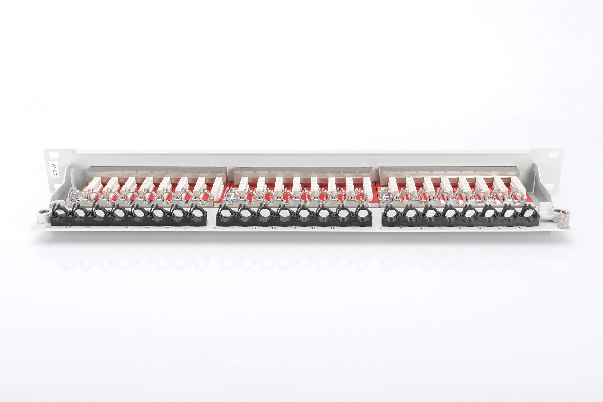 DIGITUS LSA Patch-Panel Cat-6A - 24 porte - 1 U - Schermato - Classe EA - Flap di protezione dalla polvere - Nero RAL 9005