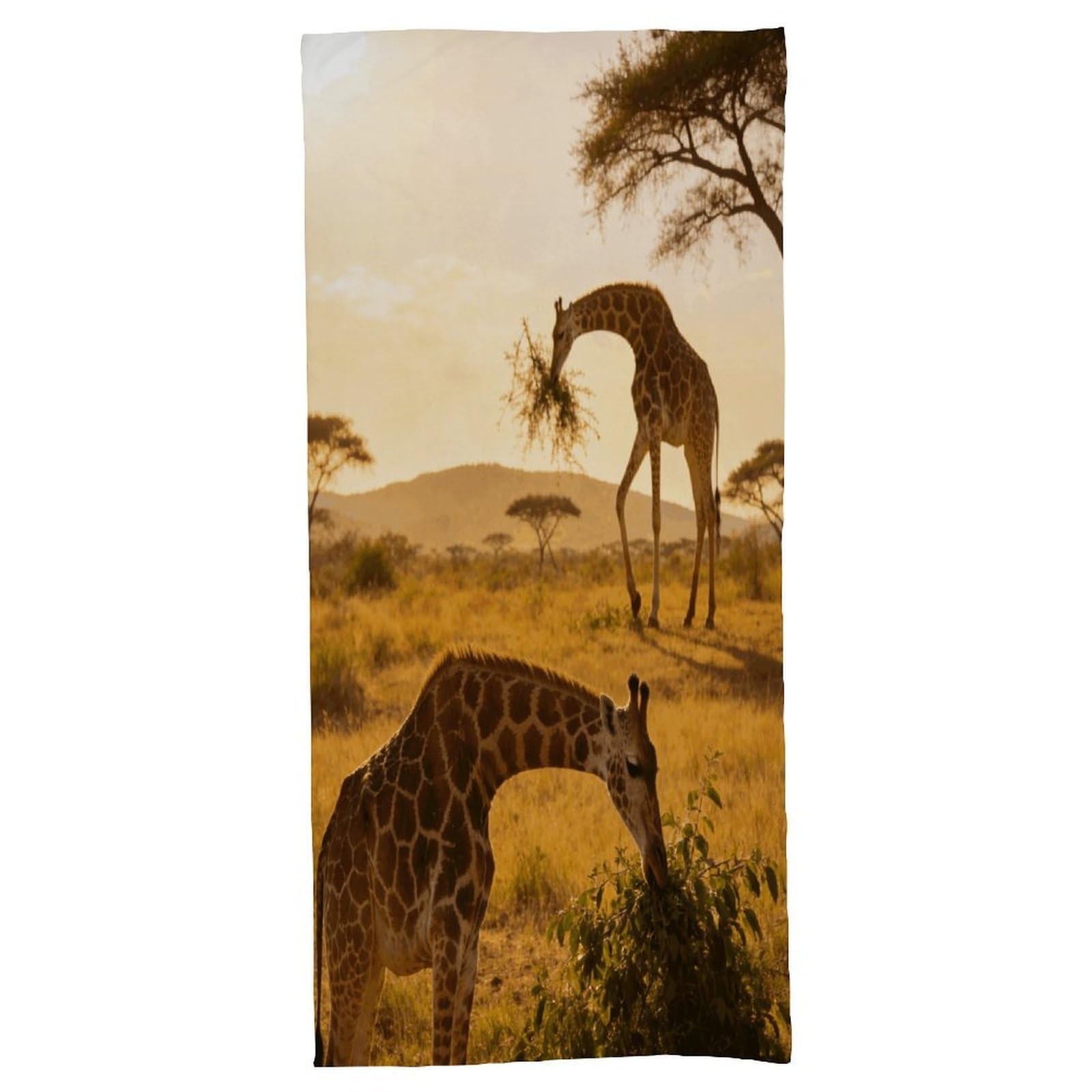 Fodpand Style African Giraffes Bath Towel, Highly Absorbent & Quick Drying Beach Towel, Compact & Lightweight Pool Towel For Bathroom, Beach, Pool, Gym, Spa, And Hotel Use